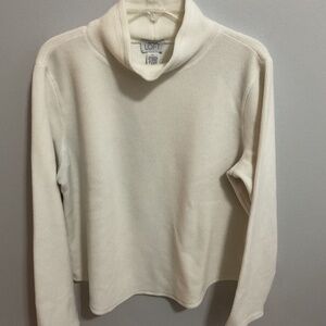 Ann Taylor Loft Ivory Fleece Mockneck Pullover Shirt, XL